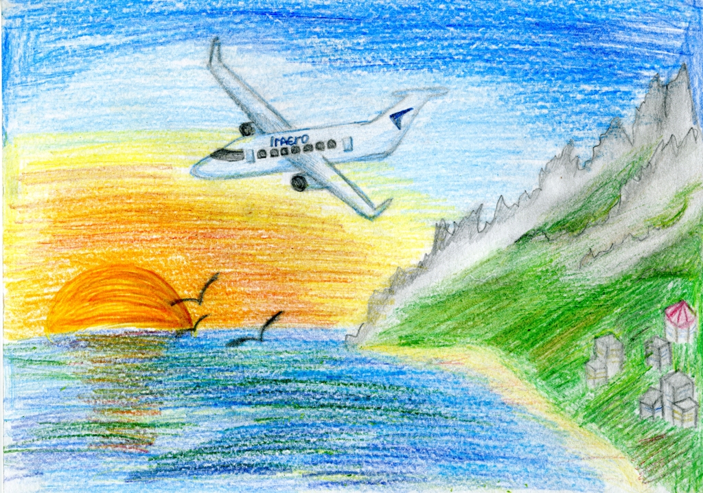 Рисунок Ялуниной Елизаветы, 12 лет, Полёт в город детской мечты